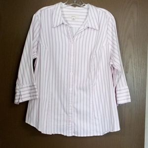 Merona 3/4 Sleeve Striped Button Down Top